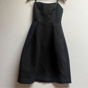 Lord & Taylor Black Textured Strapless Fit & Flare Pocket Dress Sz XS